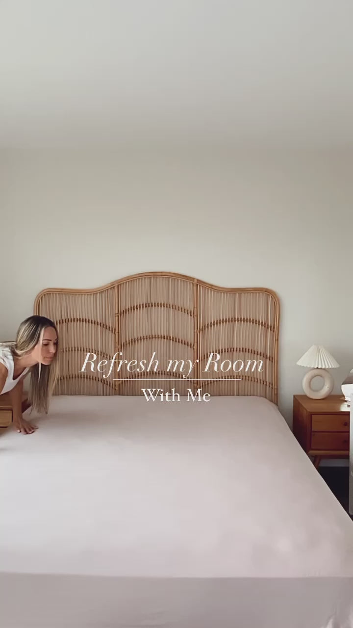 Load video: Bedroom refresh using bamboo bed sheets in colour dusk by Ayse Tezel Hay